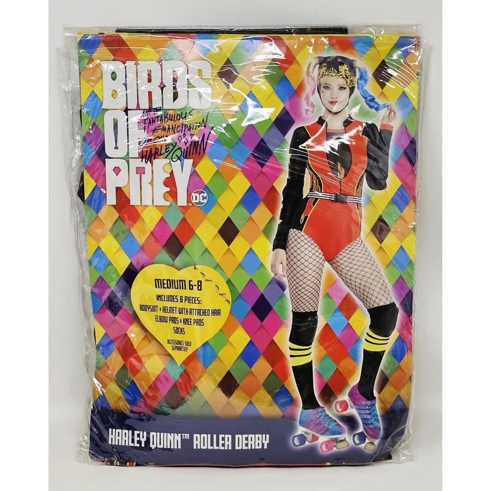 DC Birds of Prey Harley Quinn Halloween Costume Adult 6-8 Medium 8-Piece Set New